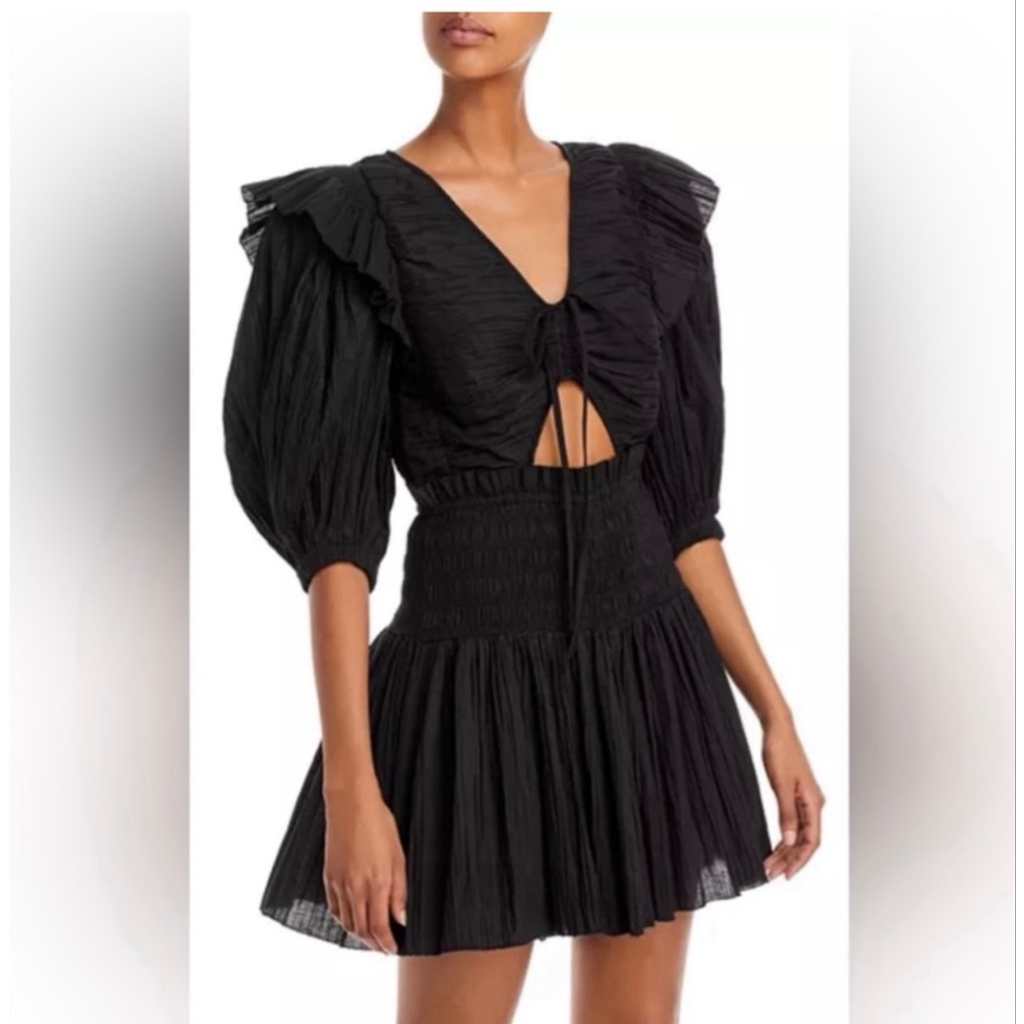 New Sea New York Black Paco Solid Puff Sleeve Romper Size 14